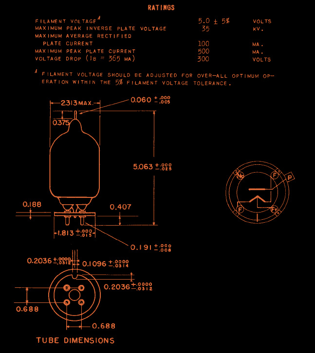 Raytheon CRP 705A rectifier tube datasheet